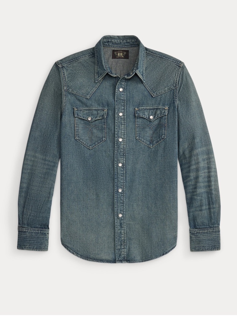 Ralph Lauren Double RL RRL Indigo Denim Western Shirt M